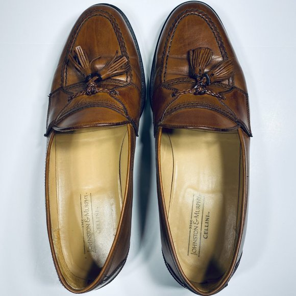 Johnston & Murphy  Cellini Tassel Brown Dress loafers Mens Size  9 1/2 M main image 4